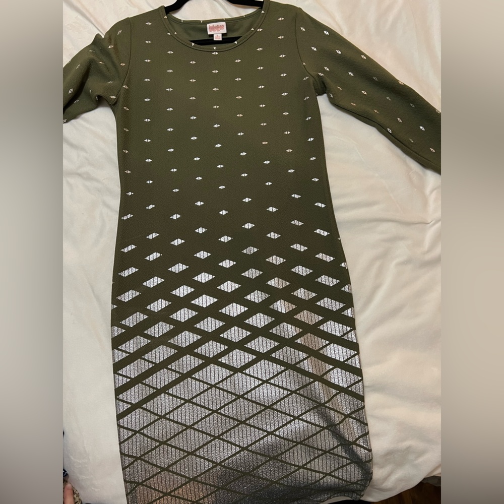 Holiday Large Olive Green with Silver Julia Dress